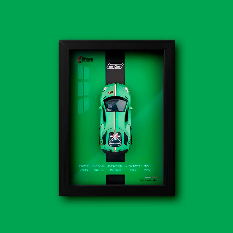 RetroDrive™ 1:32 Çerçeveli Dekor Diecast Metal Spor Araba Modeli